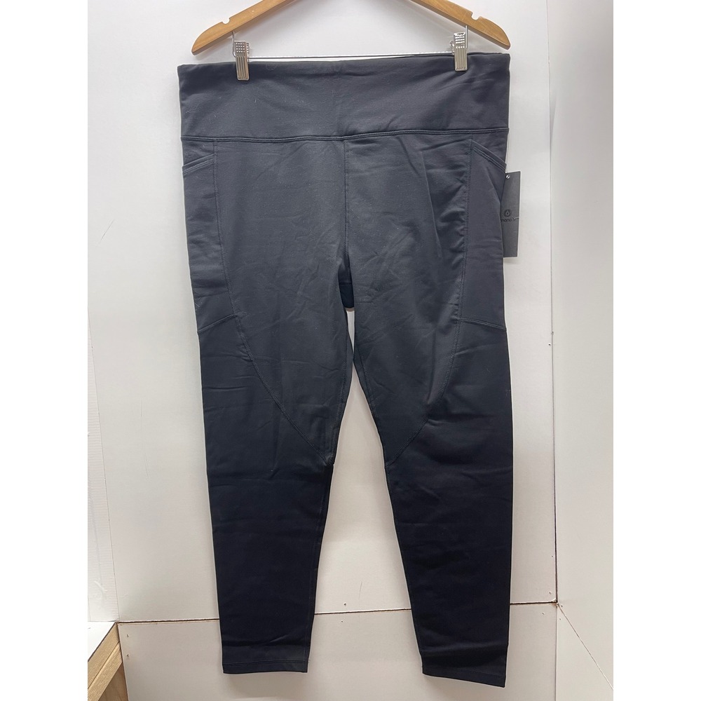 Mono B Womens 3XL Black High Waisted Active Leggings with Pockets NWT
